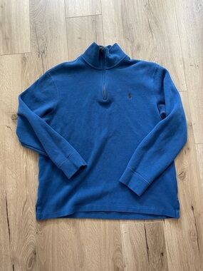 Vintage polo Ralph Lauren estate rib quarter zip sweater brown pony great L